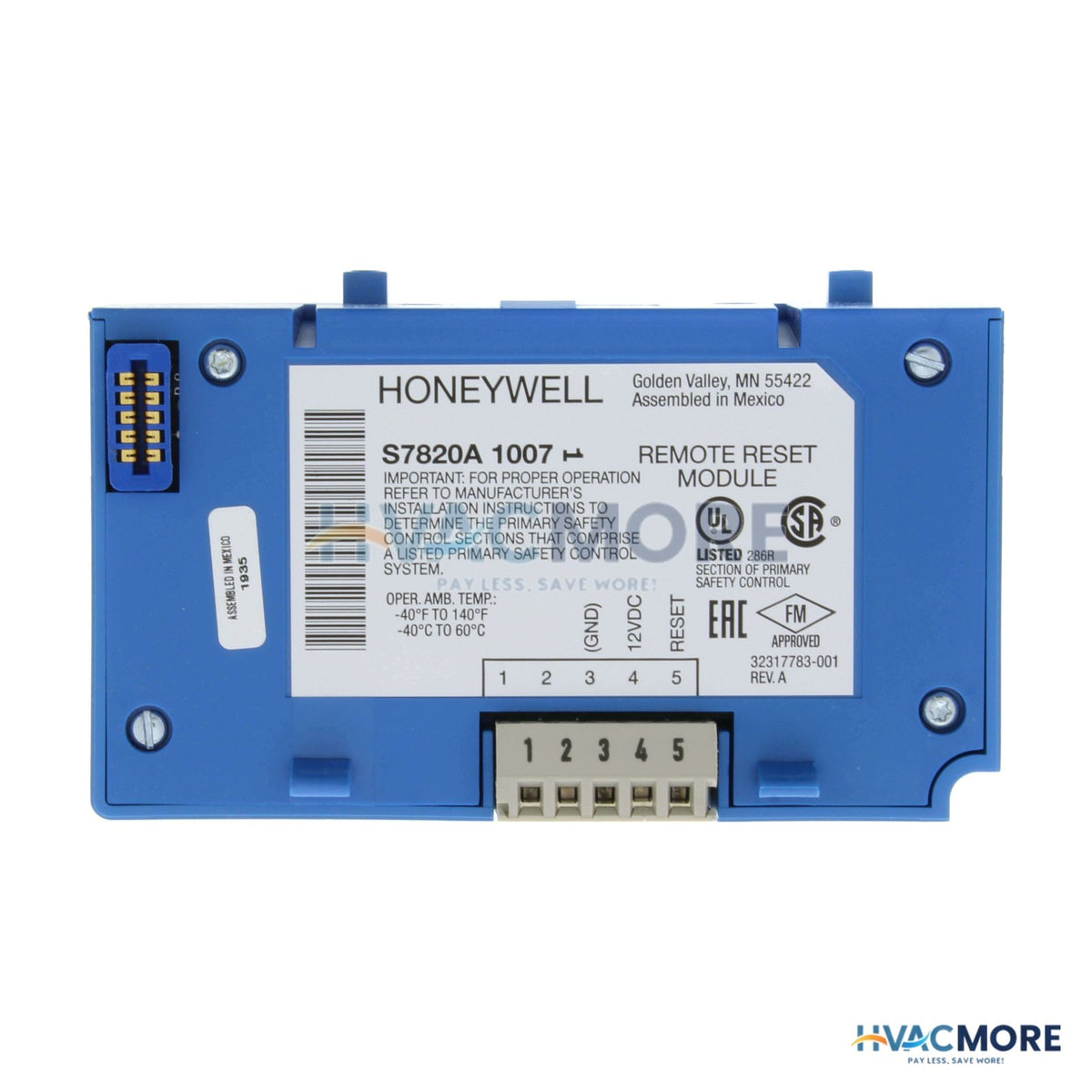 Honeywell Remote Reset Module W/ 203541 5-WIRE Connector S7820A1007