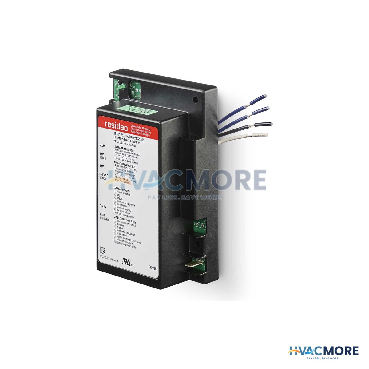 Resideo Two-Rod External Direct Spark Ignition Control W/ 4 Second Trial Time and Lock Out Timing S8801A1118