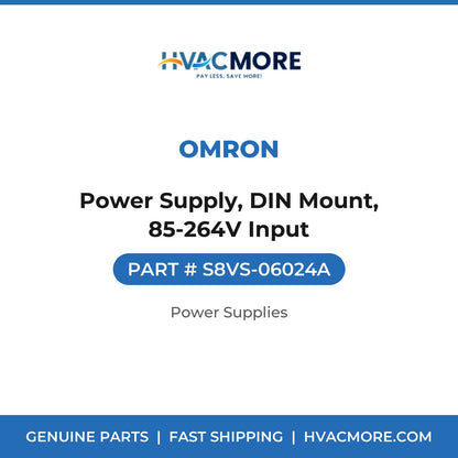 OMRON Power Supply, DIN Mount, 85-264V Input S8VS-06024A