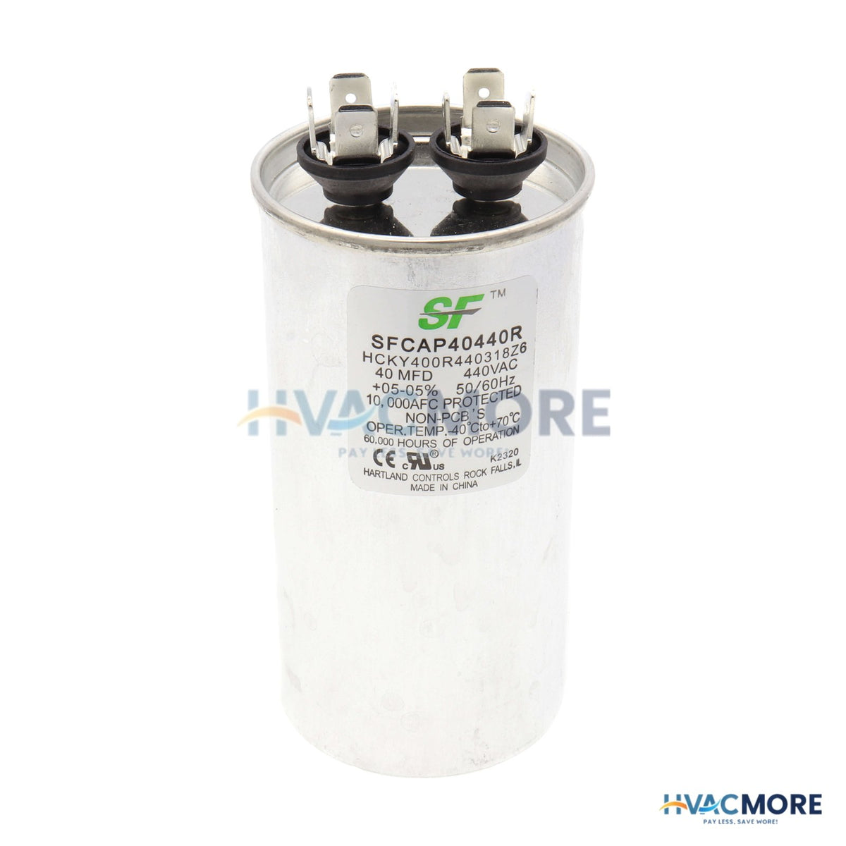 Trane Round Run Capacitor - 40 MFD, 370/440V SFCAP40440R