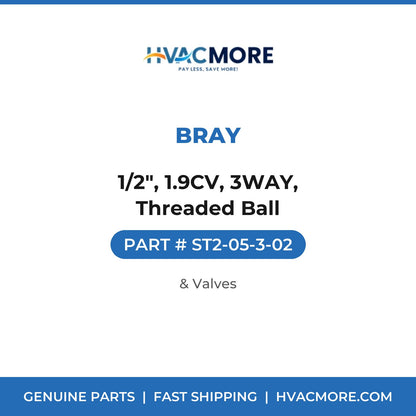Bray 1/2", 1.9CV, 3WAY, Threaded Ball ST2-05-3-02