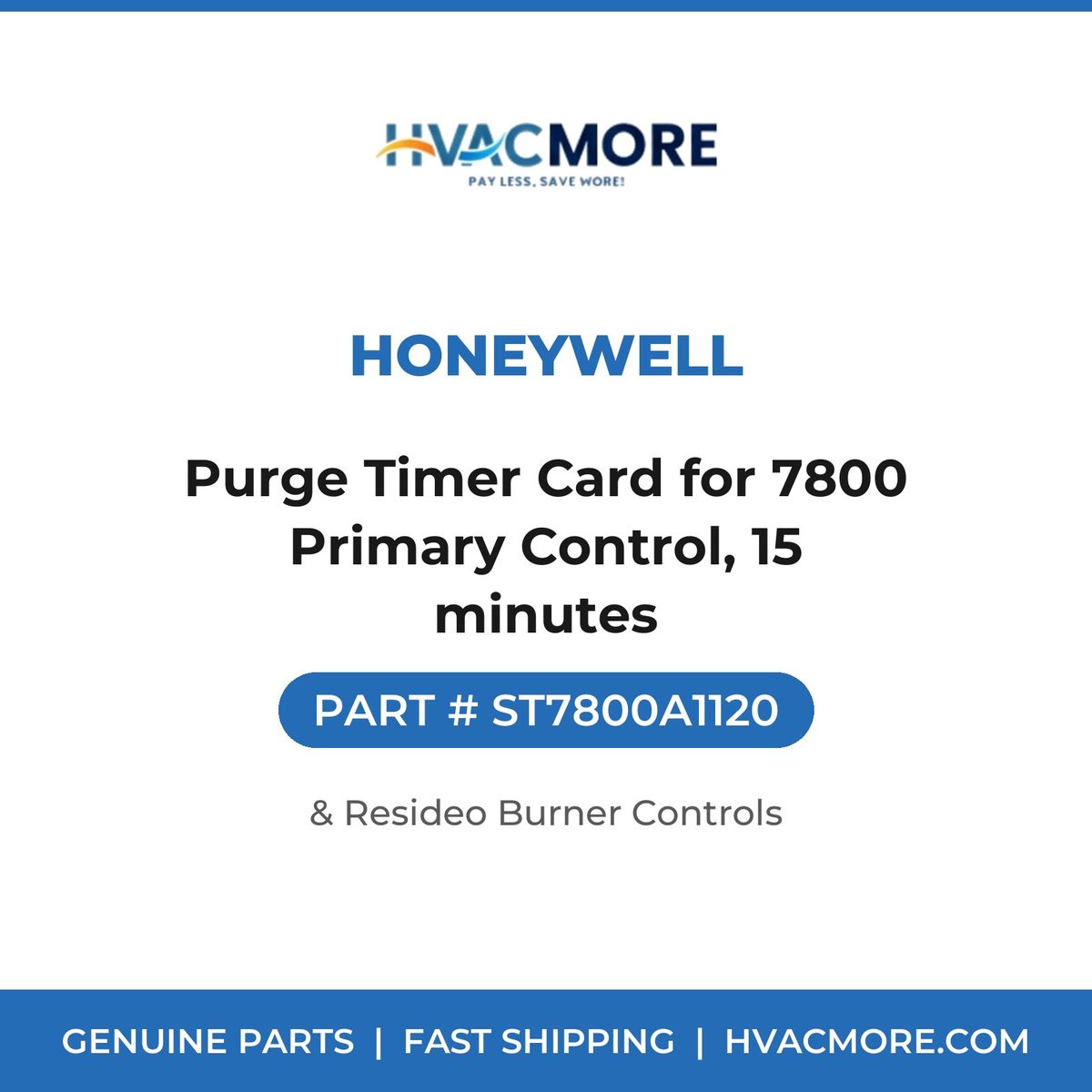 Honeywell Purge Timer Card for 7800 Primary Control, 15 minutes ST7800A1120