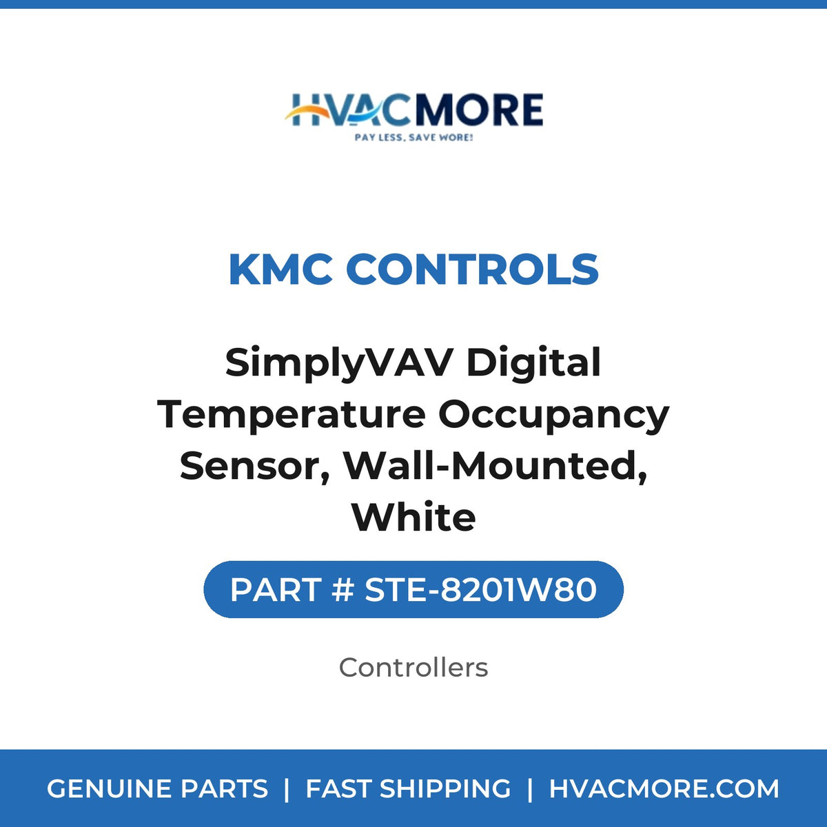 KMC Controls SimplyVAV Digital Temperature Occupancy Sensor, Wall-Mounted, White STE-8201W80
