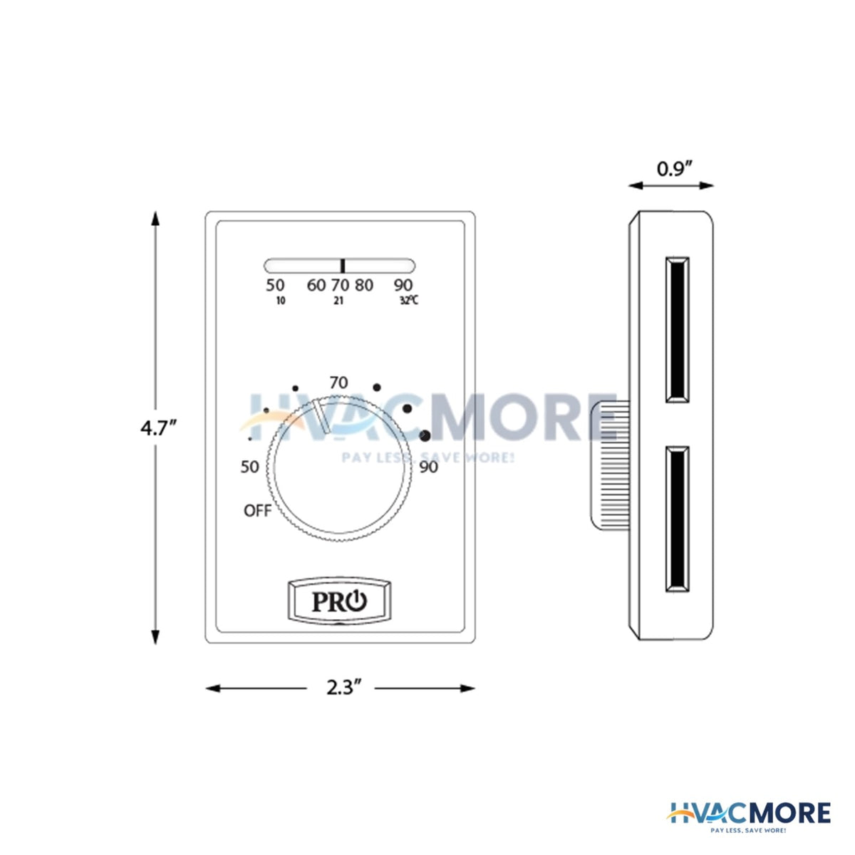 Rheem Mechanical Non-Programmable Thermostat - Heat Only - 4-WIRE Electric Heat (Pack of 10) T501ML4