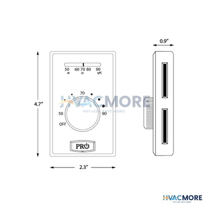 Rheem Mechanical Non-Programmable Thermostat - Heat Only - 4-WIRE Electric Heat (Pack of 10) T501ML4