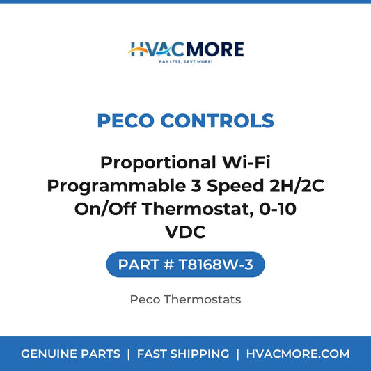 Peco Controls Proportional Wi-Fi Programmable 3 Speed 2H/2C On/Off Thermostat, 0-10 VDC T8168W-3