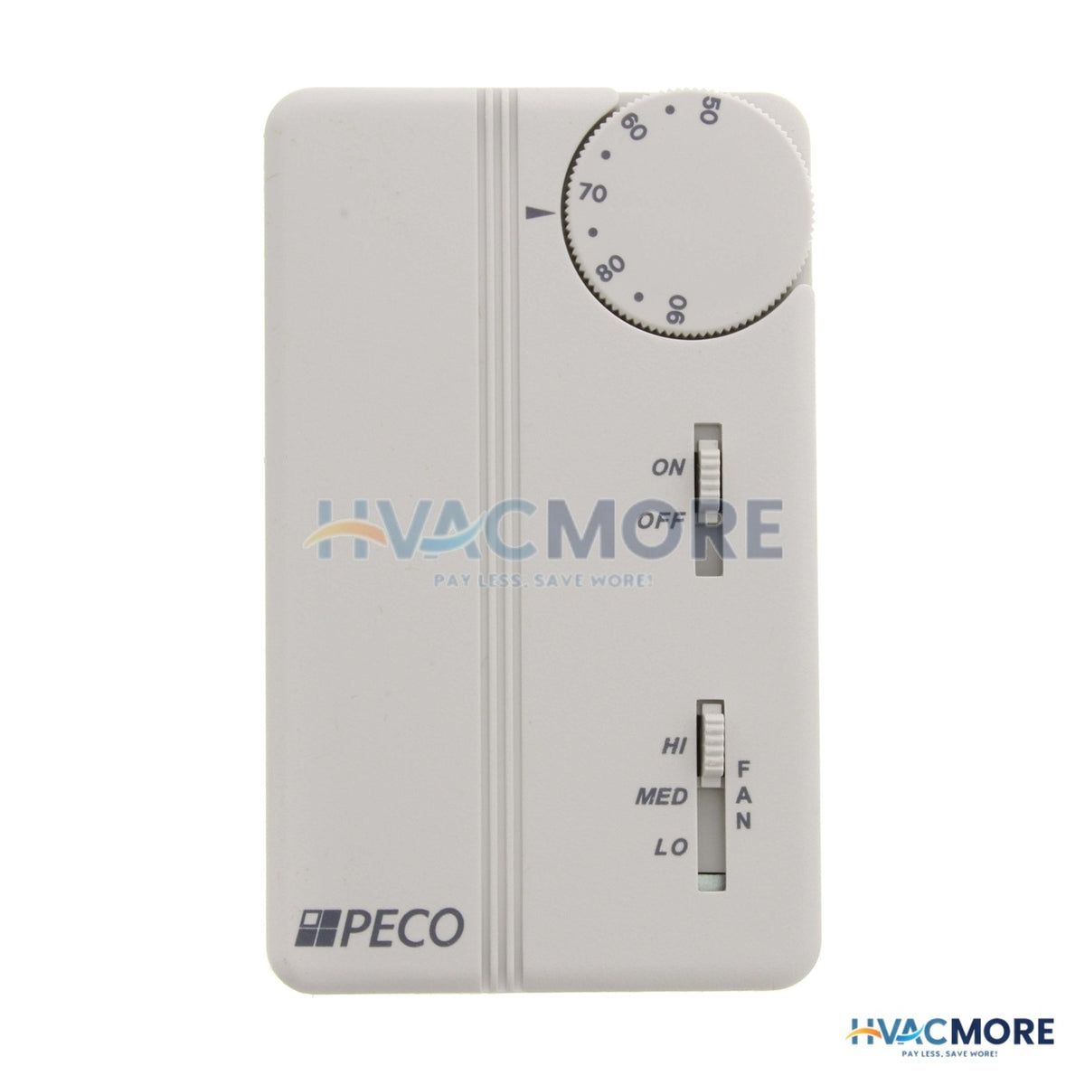 Peco Controls Heating or Cooling Thermostat W/ 3-SPEED Fan Control TA155-017