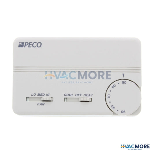 Peco Controls (White) 3 Spd Fan Coil Heat/Cool/Off Prog. Tstat W/ Wire Leads & 2 Covers TA155-046