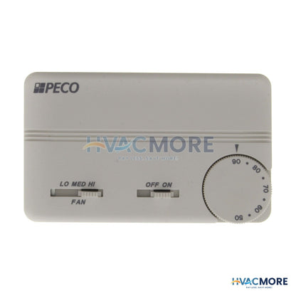 Peco Controls 3 Speed Fan Coil On/Off Prog. Tstat W/ Terminal Block & 2 Covers (White) TB155-048