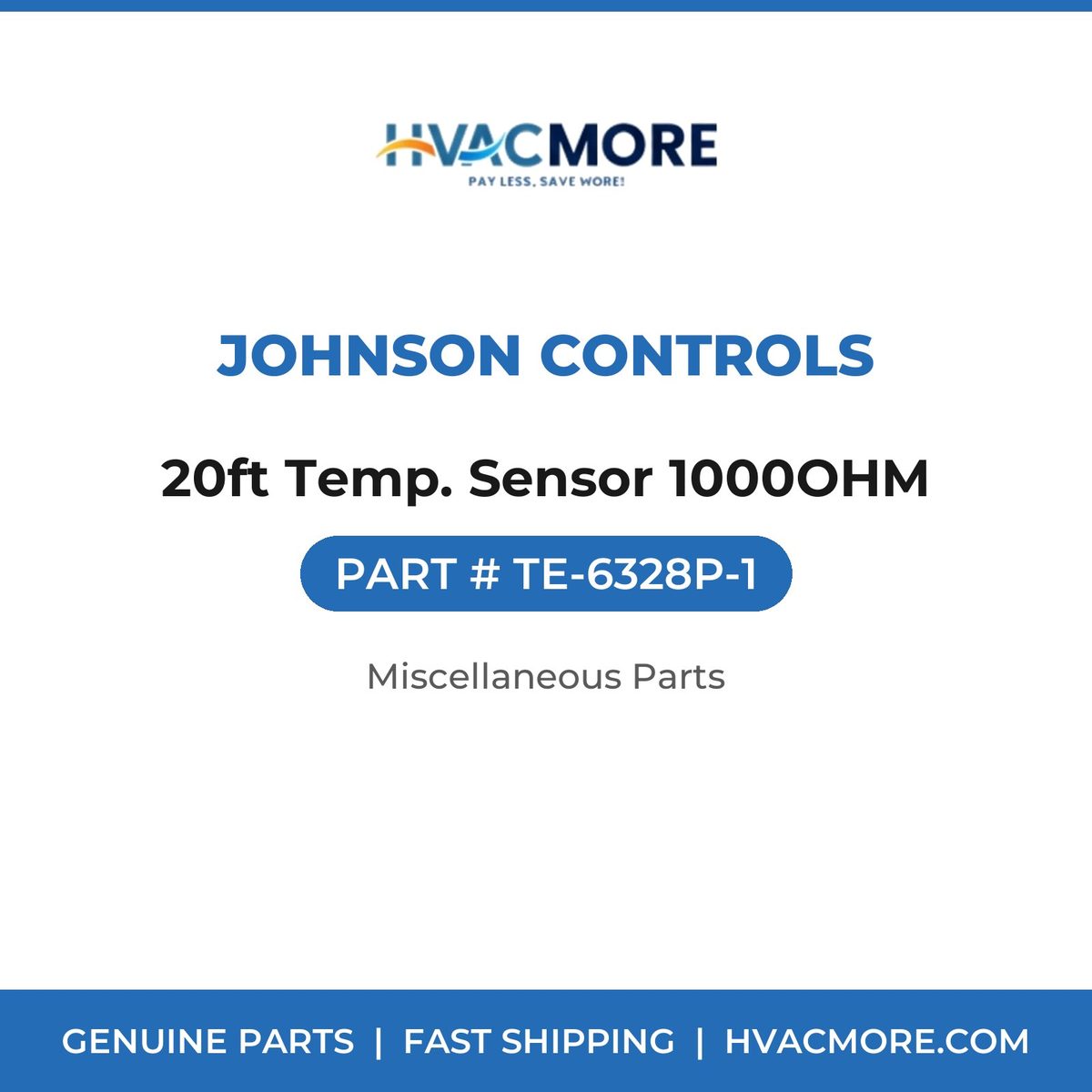 Johnson Controls 20ft Temp. Sensor 1000OHM TE-6328P-1
