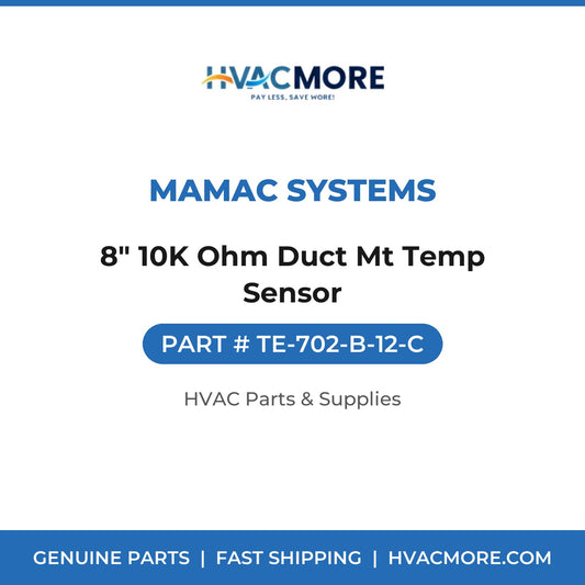 MAMAC Systems 8" 10K Ohm Duct Mt Temp Sensor TE-702-B-12-C