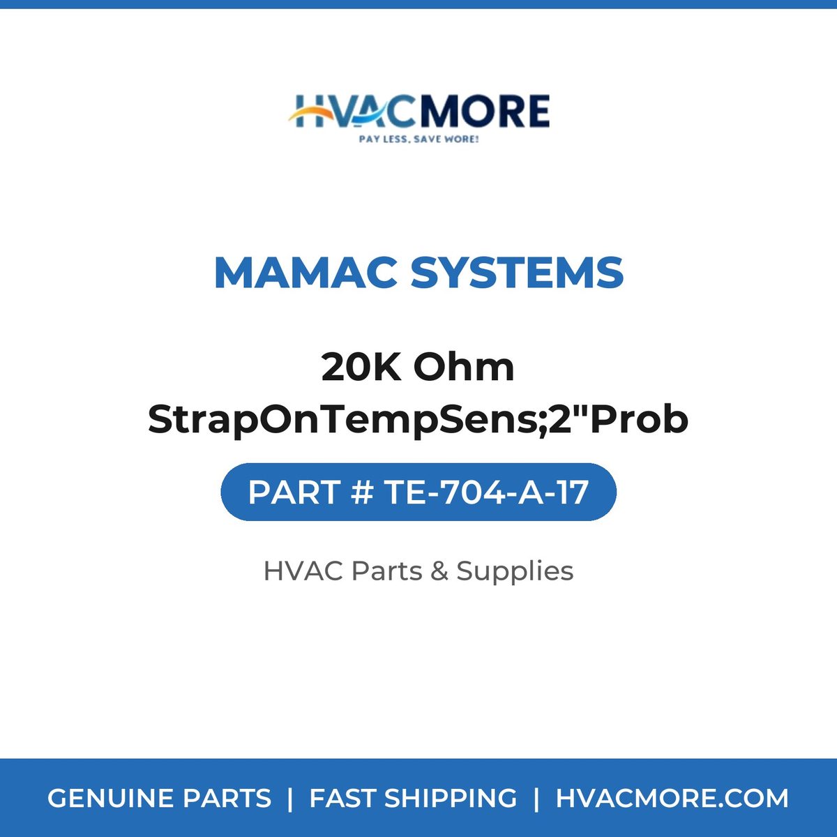 MAMAC Systems 20K Ohm StrapOnTempSens;2"Prob TE-704-A-17