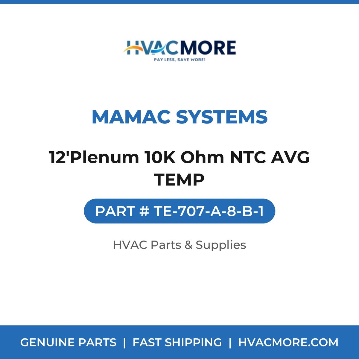 MAMAC Systems 12'Plenum 10K Ohm NTC AVG TEMP TE-707-A-8-B-1