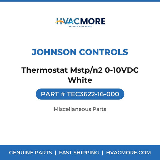 Johnson Controls Thermostat Mstp/n2 0-10VDC White TEC3622-16-000
