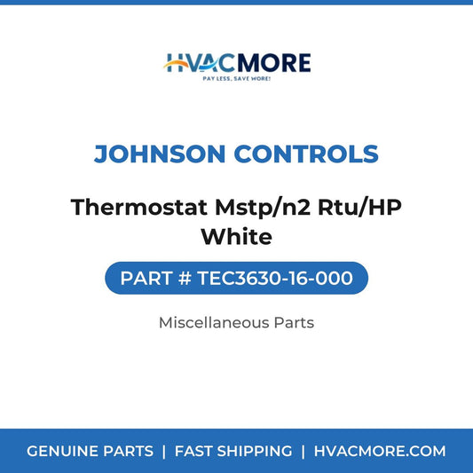 Johnson Controls Thermostat Mstp/n2 Rtu/HP White TEC3630-16-000