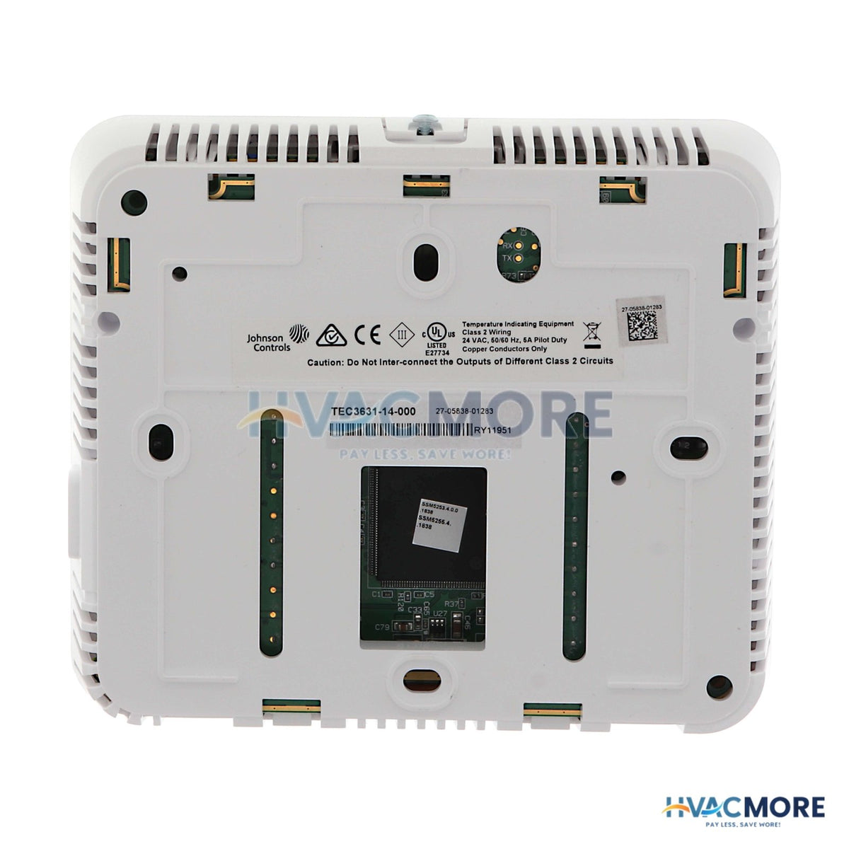 Johnson Controls TEC3000 BACnet or N2 Networked Tstat Control Heat Pump W/ Economizer & Sensor (White) TEC3631-14-000