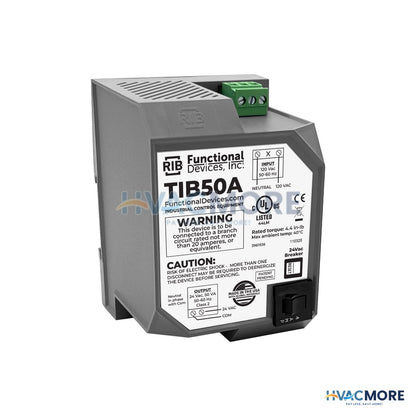 Functional Devices Transformer 50VA, 120 to 24 VAC, Circuit Breaker, DIN Rail Mount TIB50A