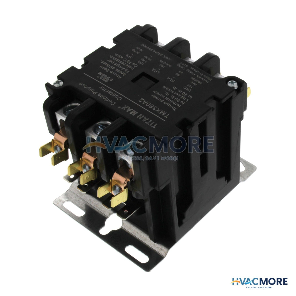 Titan Max 3 Pole DP Contactor, 24 Volt Coil, 60 Amp TMX360A2