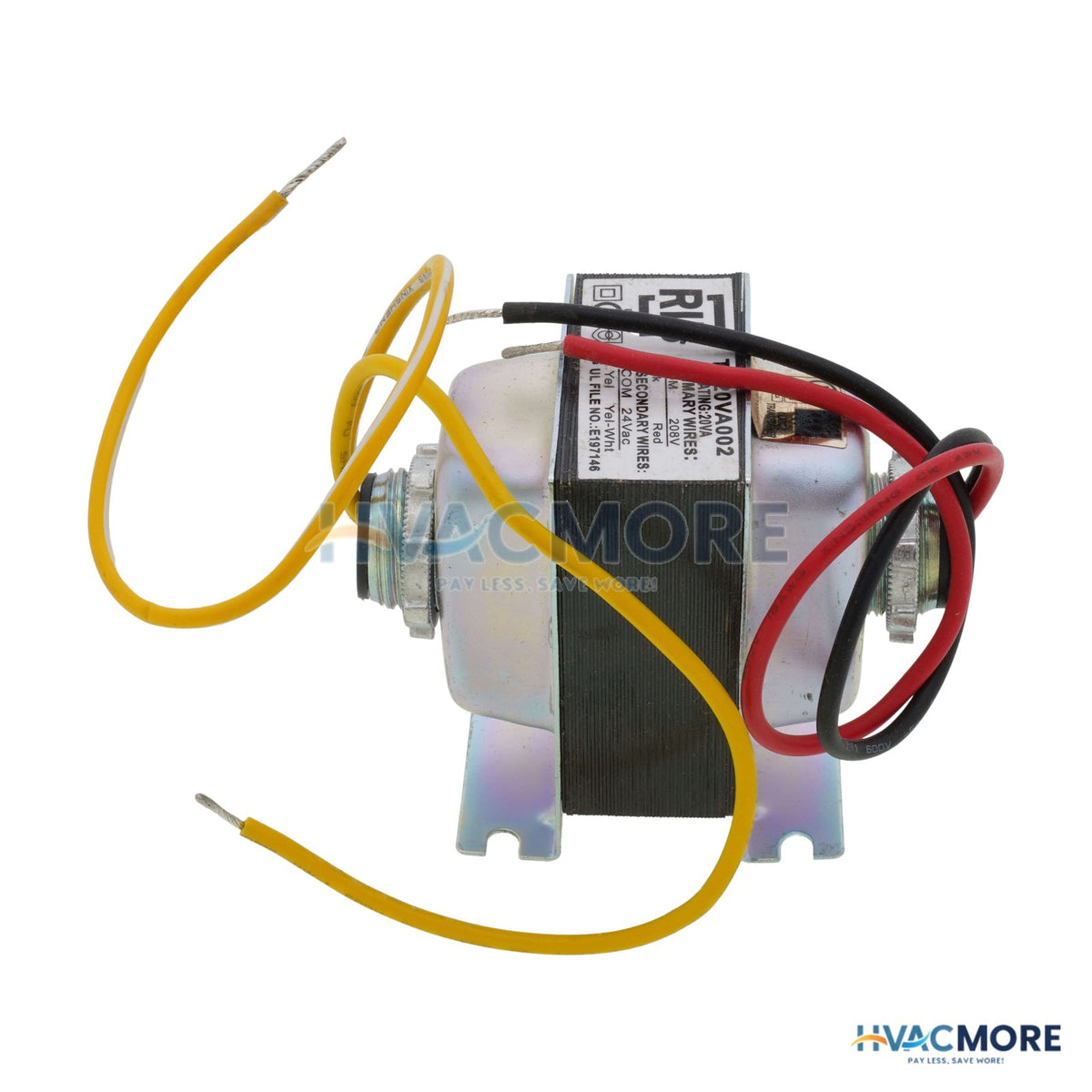 Functional Devices Transformer, 20VA, 208 to 24 VAC, Foot and Dual Threaded Hub Mount TR20VA002