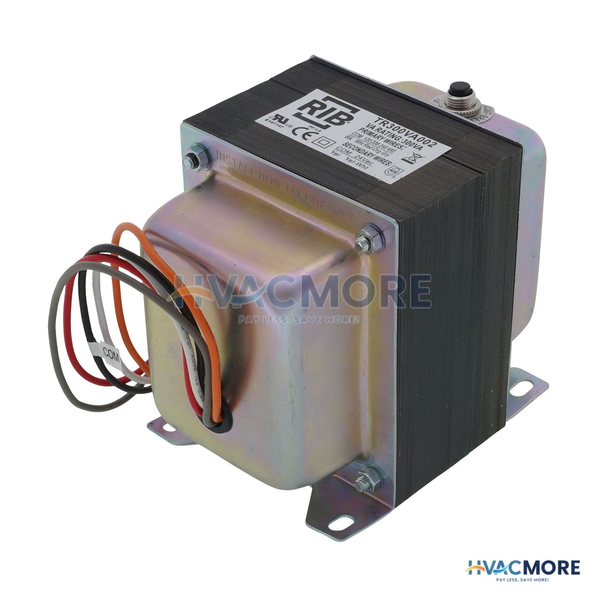 Functional Devices Transformer, 300VA, 480/240/208/120 to 24 VAC, Circuit Breaker, Foot Mount, Dual Openings TR300VA002