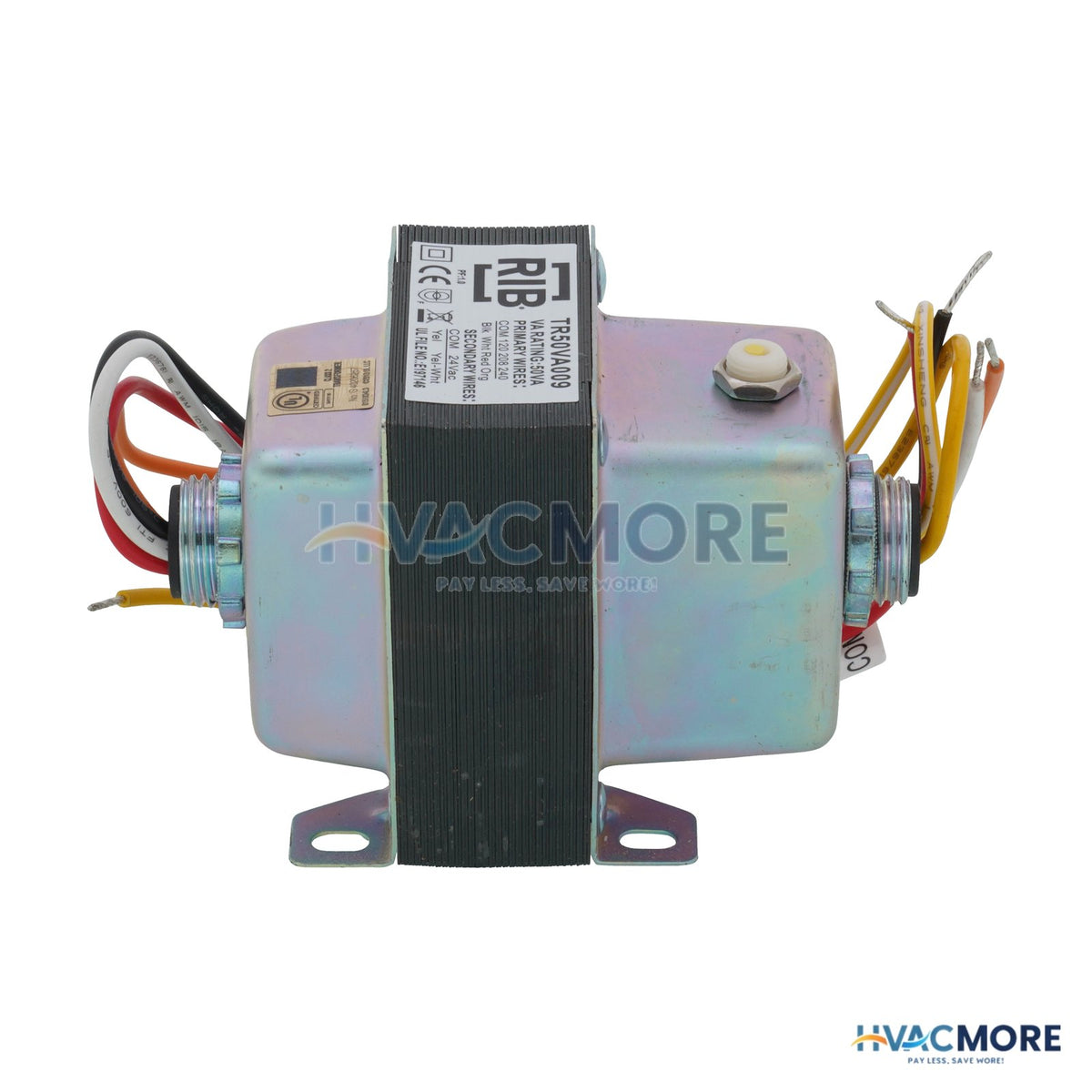 Functional Devices Transformer, 50VA, 240/208/120 to 24 VAC, Circuit Breaker, Foot and Dual Threaded Hub Mount TR50VA009
