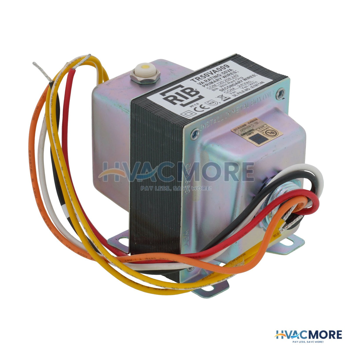 Functional Devices Transformer, 50VA, 240/208/120 to 24 VAC, Circuit Breaker, Foot and Dual Threaded Hub Mount TR50VA009