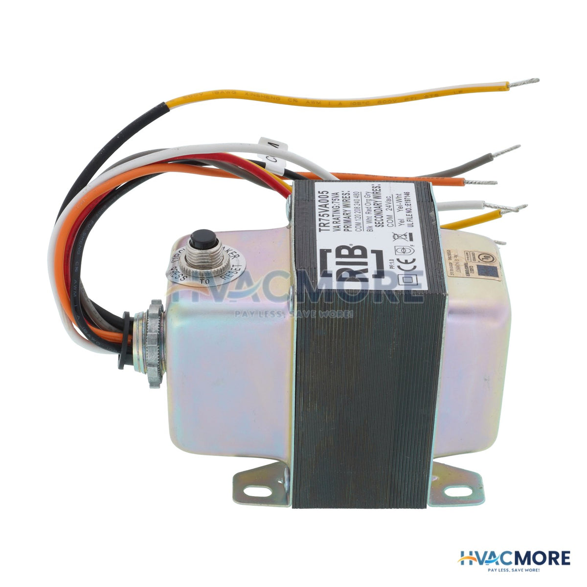 Functional Devices Transformer, Single Hub, Foot Mount, 75VA 480/240/208/120-24 VAC TR75VA005