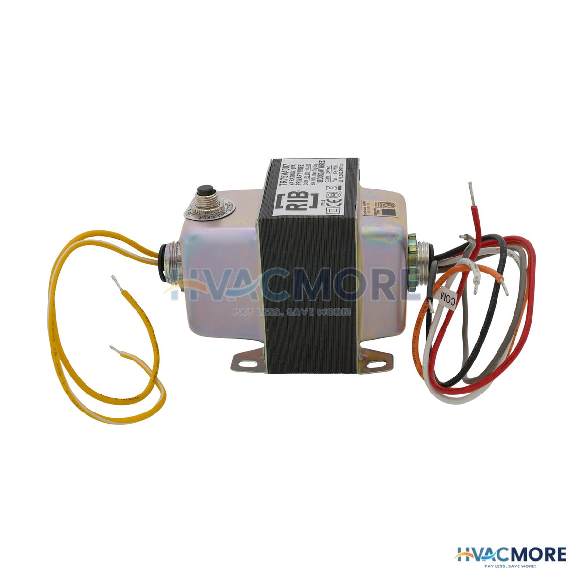 Functional Devices Transformer, 75 VA, 480/240/208/120 to 24 VAC, Circuit Breaker, Foot & Dual Threaded Hub Mount TR75VA007