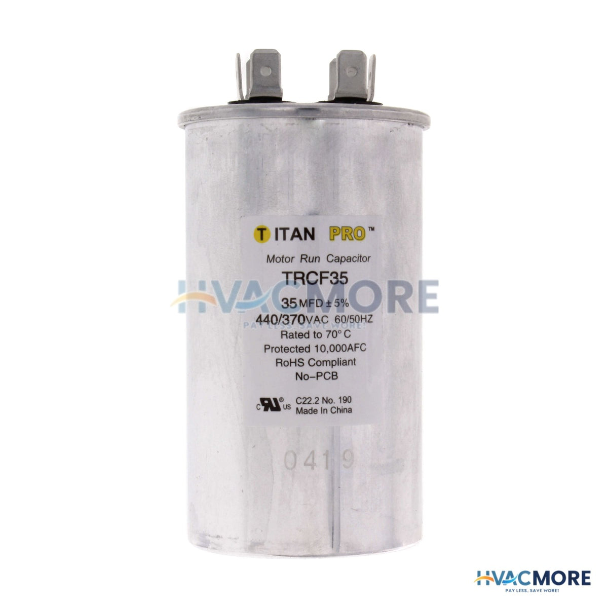 Titan Pro 35 MFD Round Motor Run Capacitor (440/370V) TRCF35