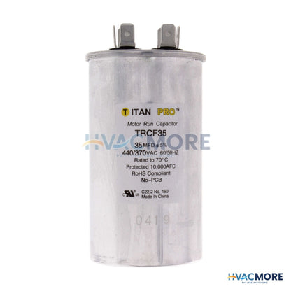Titan Pro 35 MFD Round Motor Run Capacitor (440/370V) TRCF35