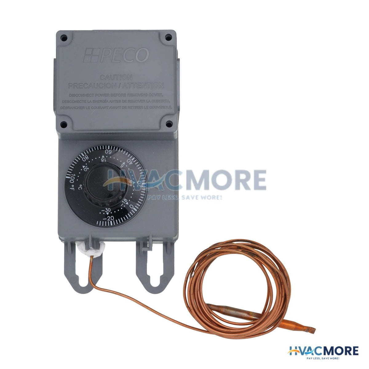 Peco Controls Line Volt Mechanical Tstat W/ 8' Copper Remote Bulb (-30°F - 100°F) TRF115-007