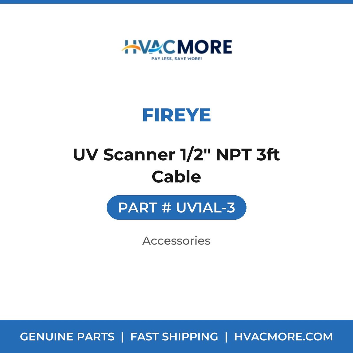 Fireye UV Scanner 1/2" NPT 3ft Cable UV1AL-3