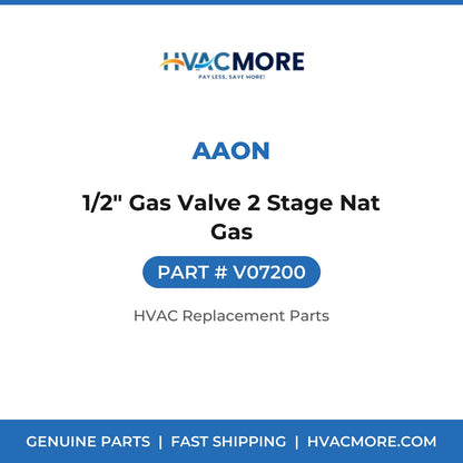 AAON 1/2" Gas Valve 2 Stage Nat Gas V07200