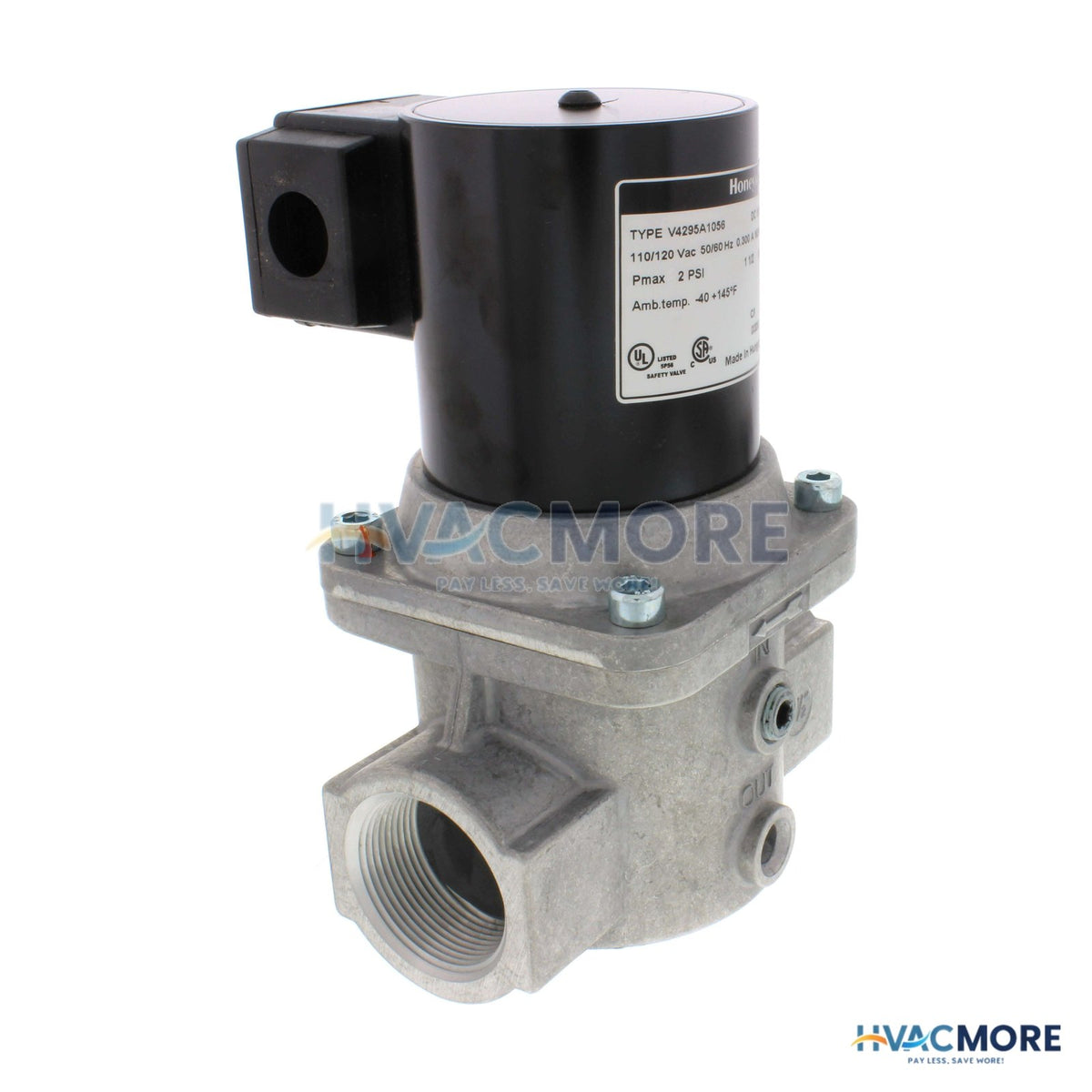 Honeywell Solenoid, Normally Closed Gas Valve, 1-1/2" NPT Pipe Size (2 PSI) V4295A1056