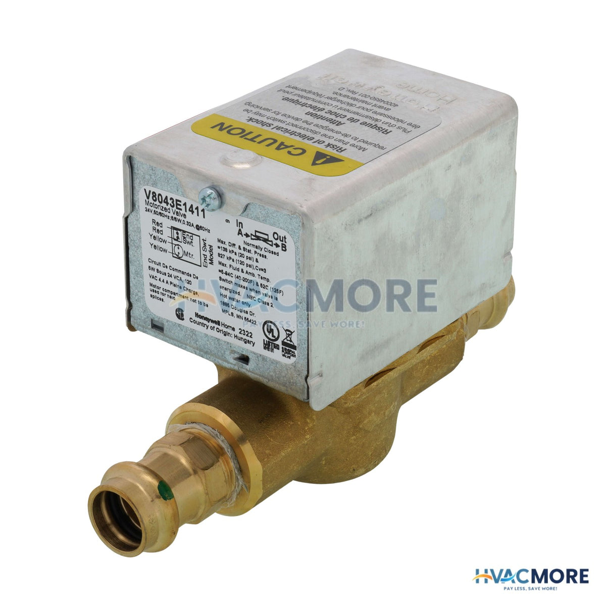Honeywell Home 1/2" Viega Propress Connection Zone Valve W/ End Switch V8043E1411