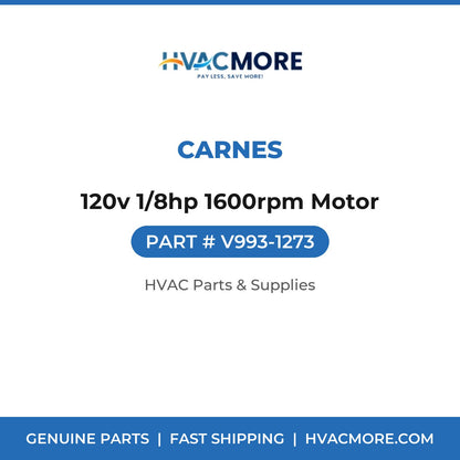 Carnes 120v 1/8hp 1600rpm Motor V993-1273