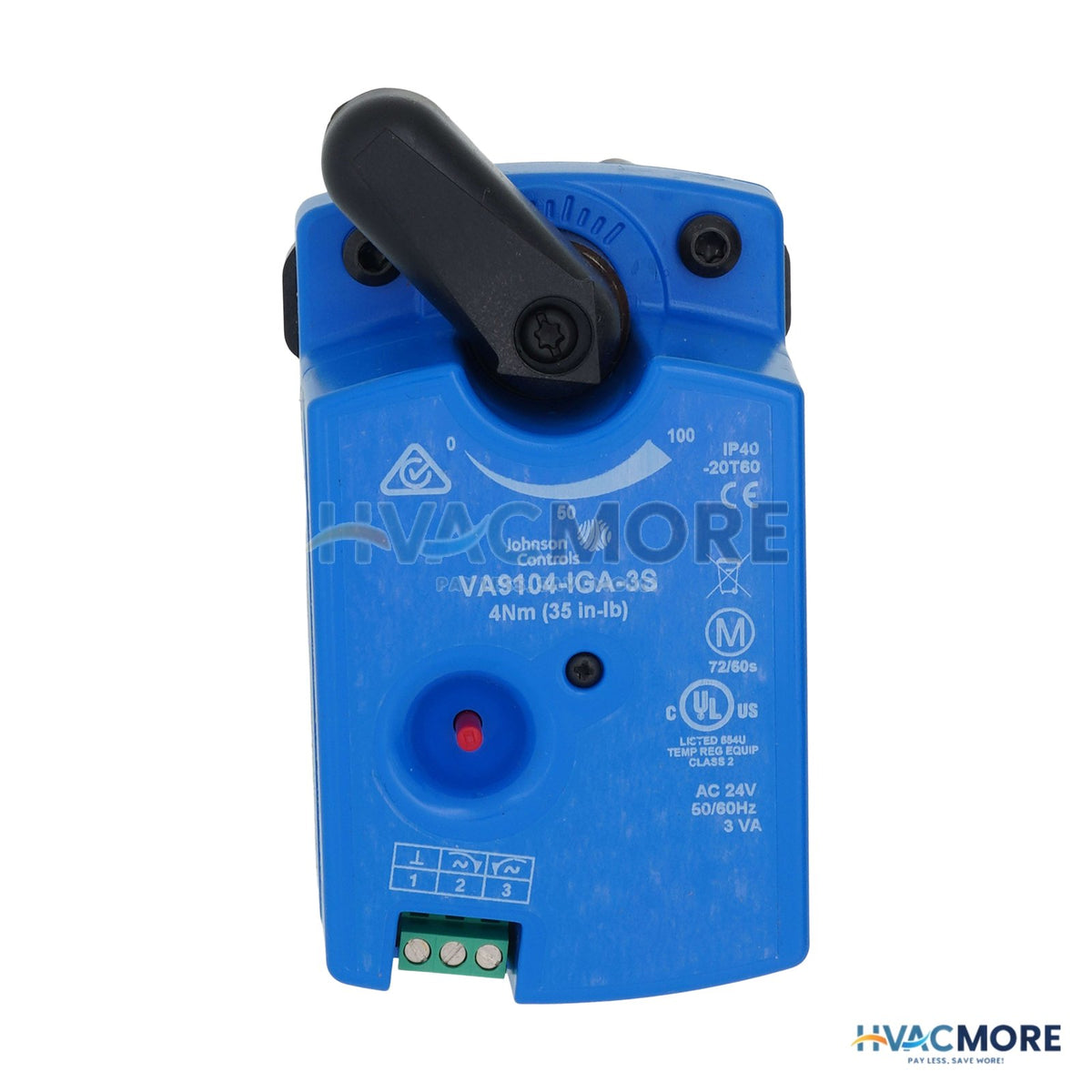 Johnson Controls VA9104 24V Floating Control Non-Spring Return Valve Actuator (35 lb-in) VA9104-IGA-3S