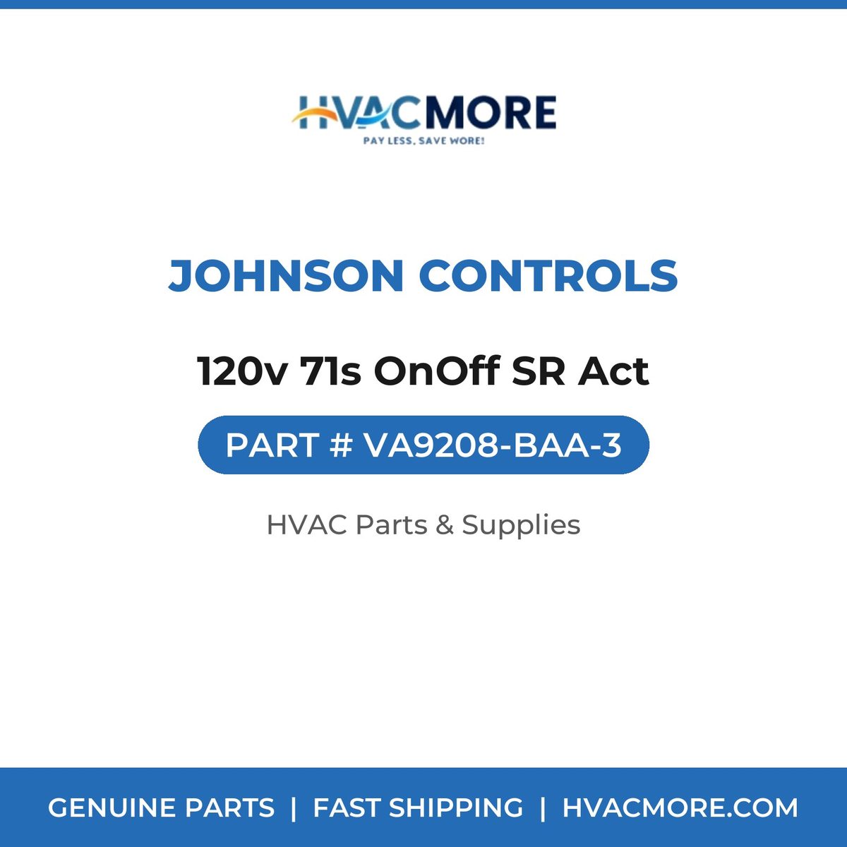 Johnson Controls 120v 71s OnOff SR Act VA9208-BAA-3