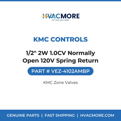 KMC Controls 1/2" 2W 1.0CV Normally Open 120V Spring Return VEZ-4102AMBP