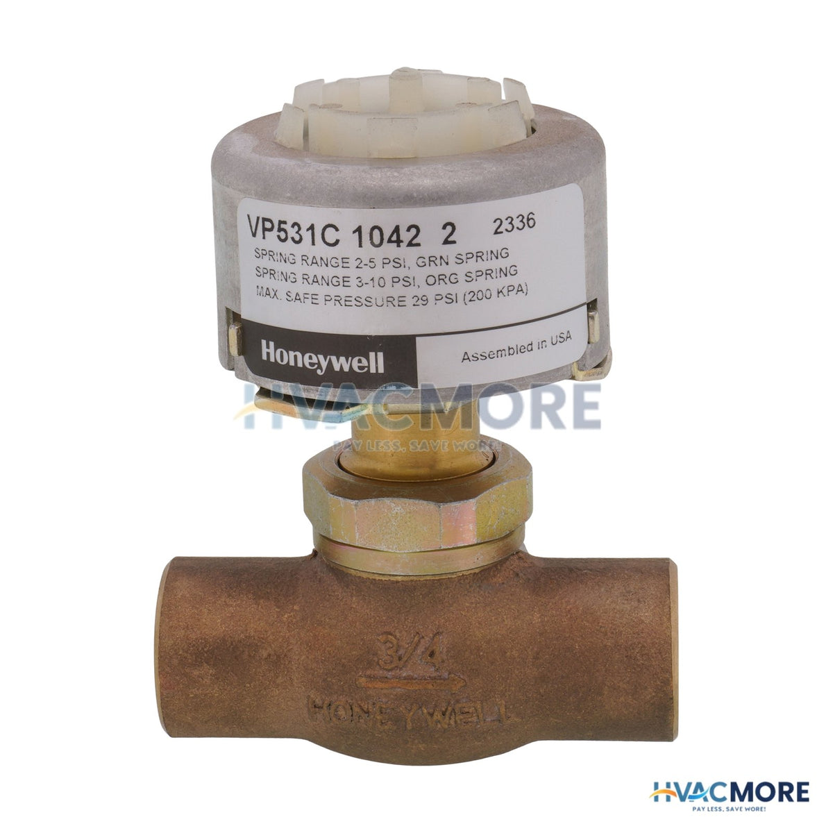 Honeywell 3/4" Sweat Two-Way Unitary Valve (2.6 Cv) VP531C1042