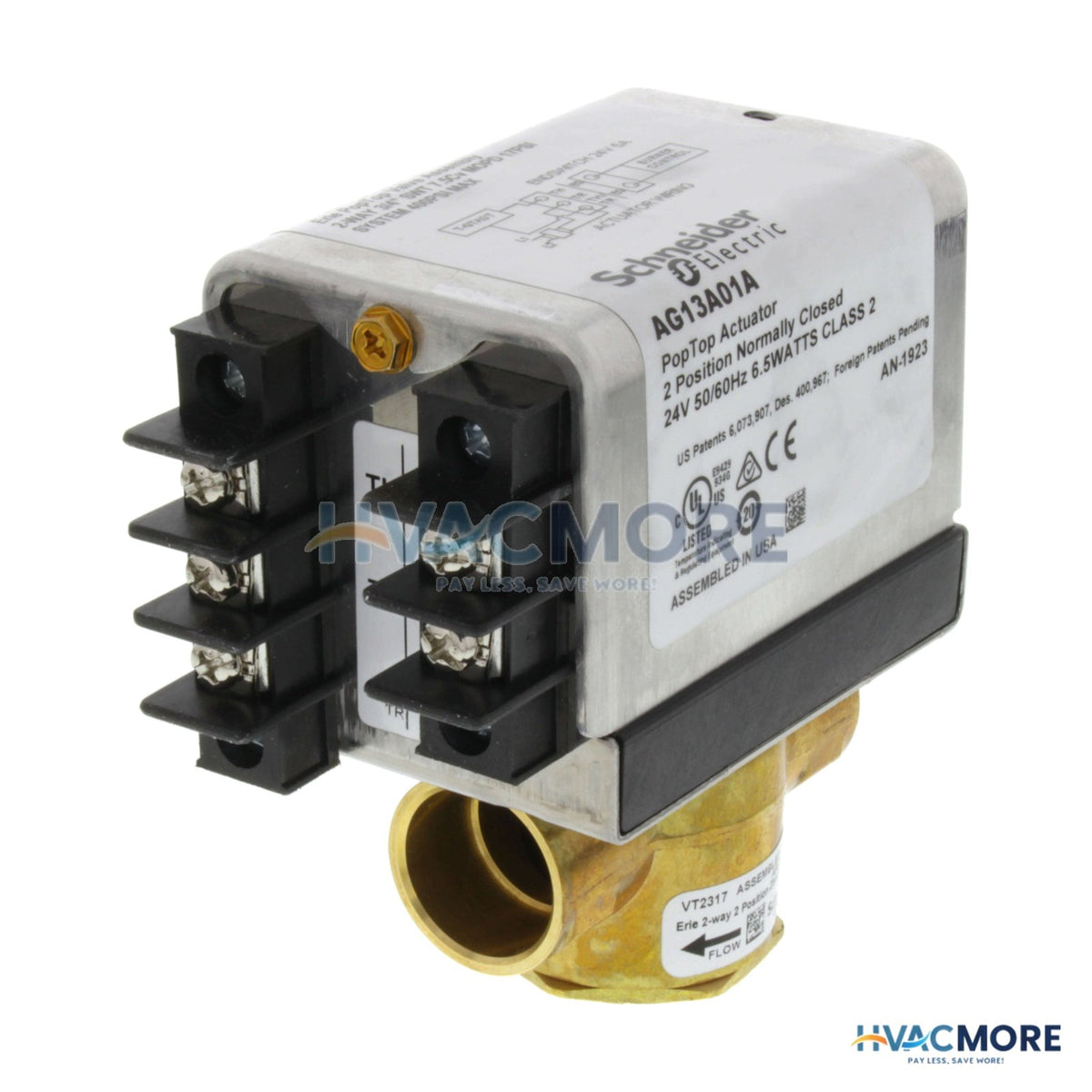 Erie 3/4" Sweat 2-WAY Zone Valve W/ Terminal Block & End Switch, 7.5 CV (24V) VT2317G13A01A