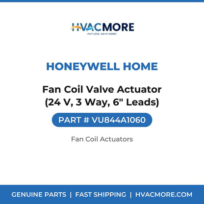 Honeywell Home Fan Coil Valve Actuator (24 V, 3 Way, 6" Leads) VU844A1060