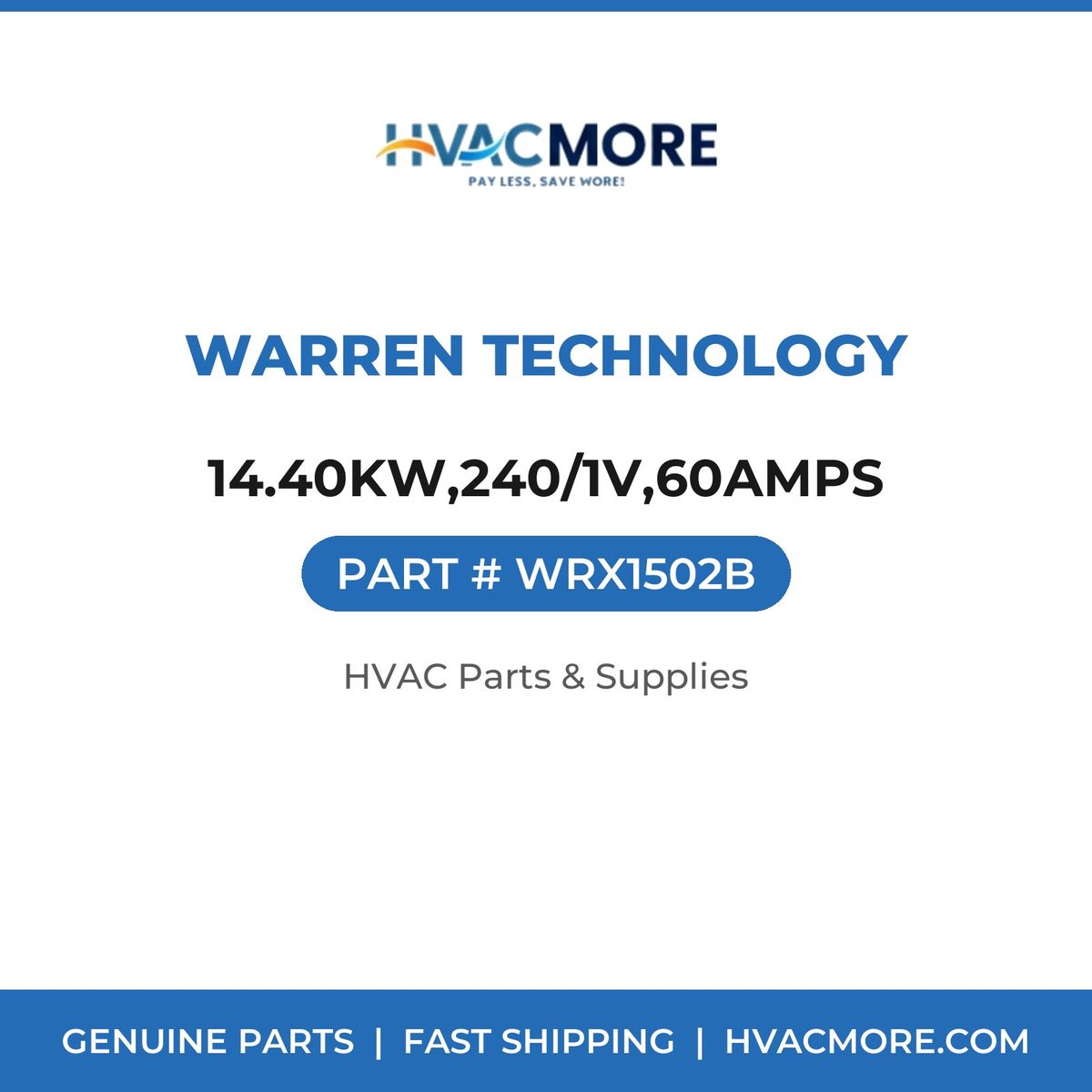 Warren Technology 14.40KW,240/1V,60AMPS WRX1502B