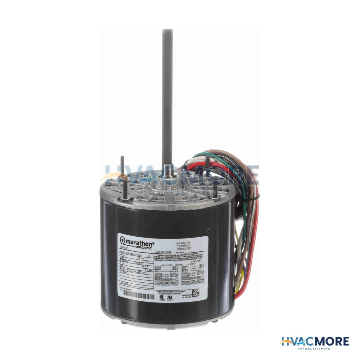 Marathon Motors Fan and Blower Motor - 1/2 HP, 1075/2 RPM, 1 PH (460V) X038