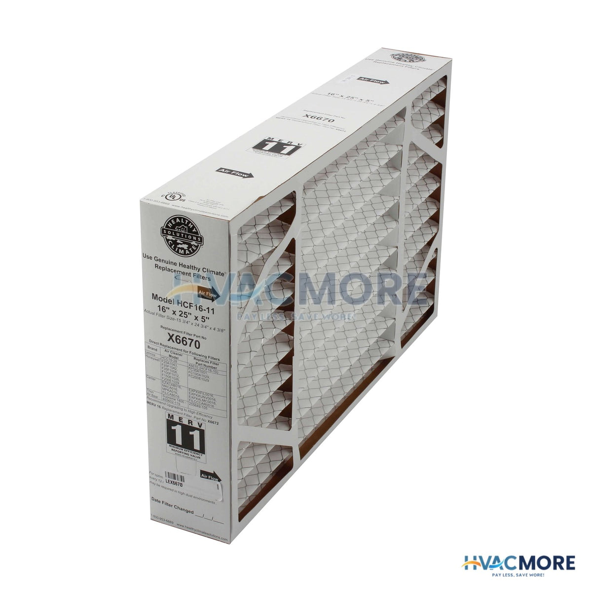 Lennox 16" x 25" x 5" MERV 11 Air Cleaner Media Filter X6670
