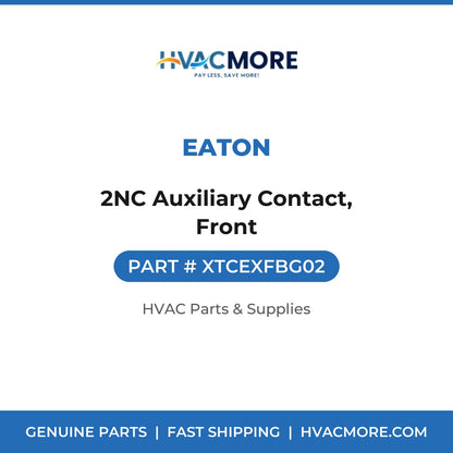 Eaton 2NC Auxiliary Contact, Front XTCEXFBG02
