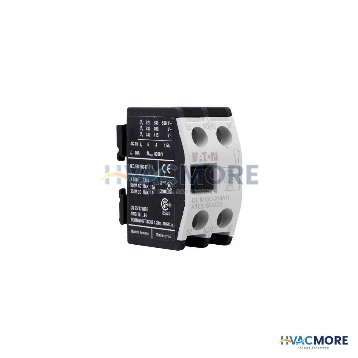 Eaton 1NO/NC Auxilary Contact, Front Mount XTCEXFBG11