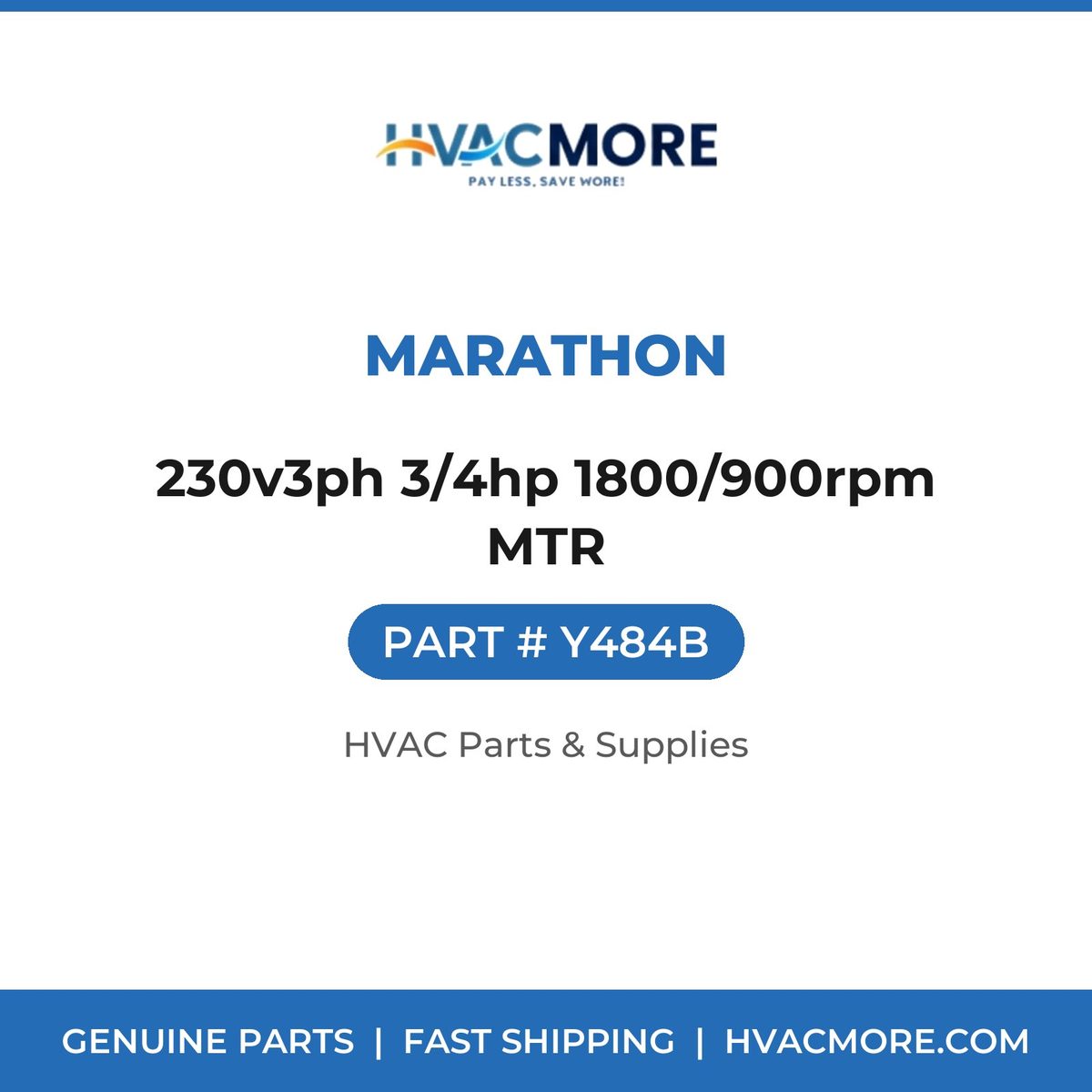 Marathon 230v3ph 3/4hp 1800/900rpm MTR Y484B