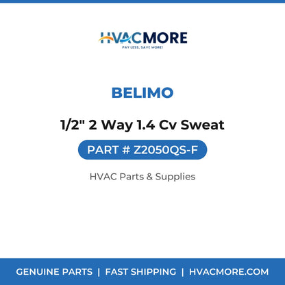 Belimo 1/2" 2 Way 1.4 Cv Sweat Z2050QS-F