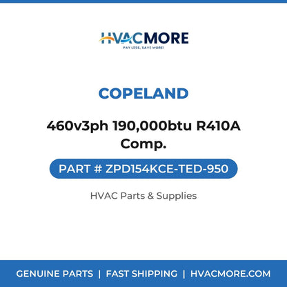 Copeland 460v3ph 190,000btu R410A Comp. ZPD154KCE-TED-950